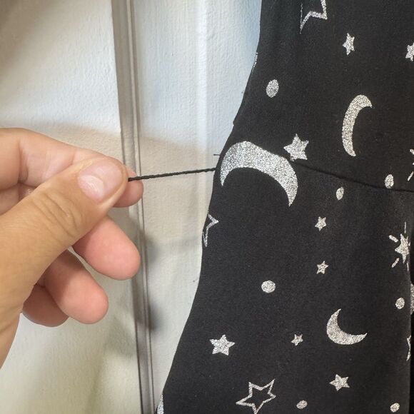 Unique Vintage Devon Swing Dress Black Celestial Moon Stars Halloween Retro S/M - Picture 8 of 14